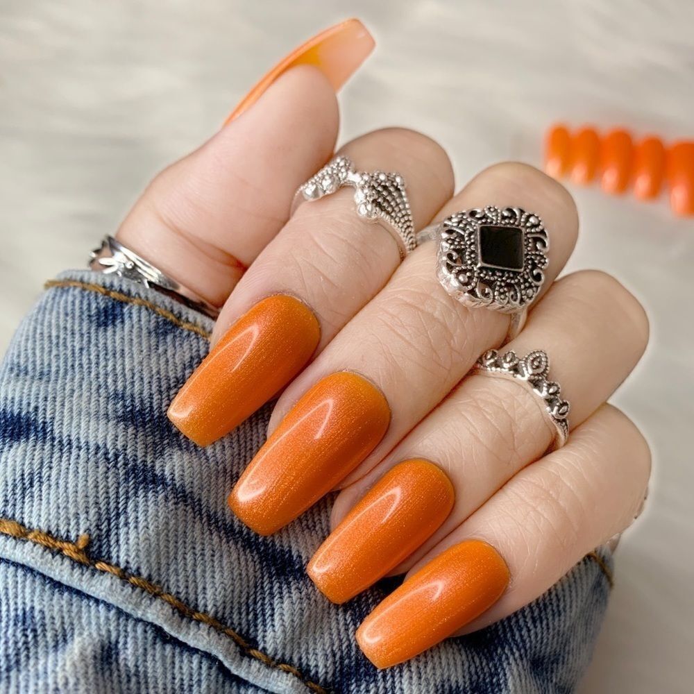 Tangerine Custom Press On Nails | High Quality Nails | Handmade